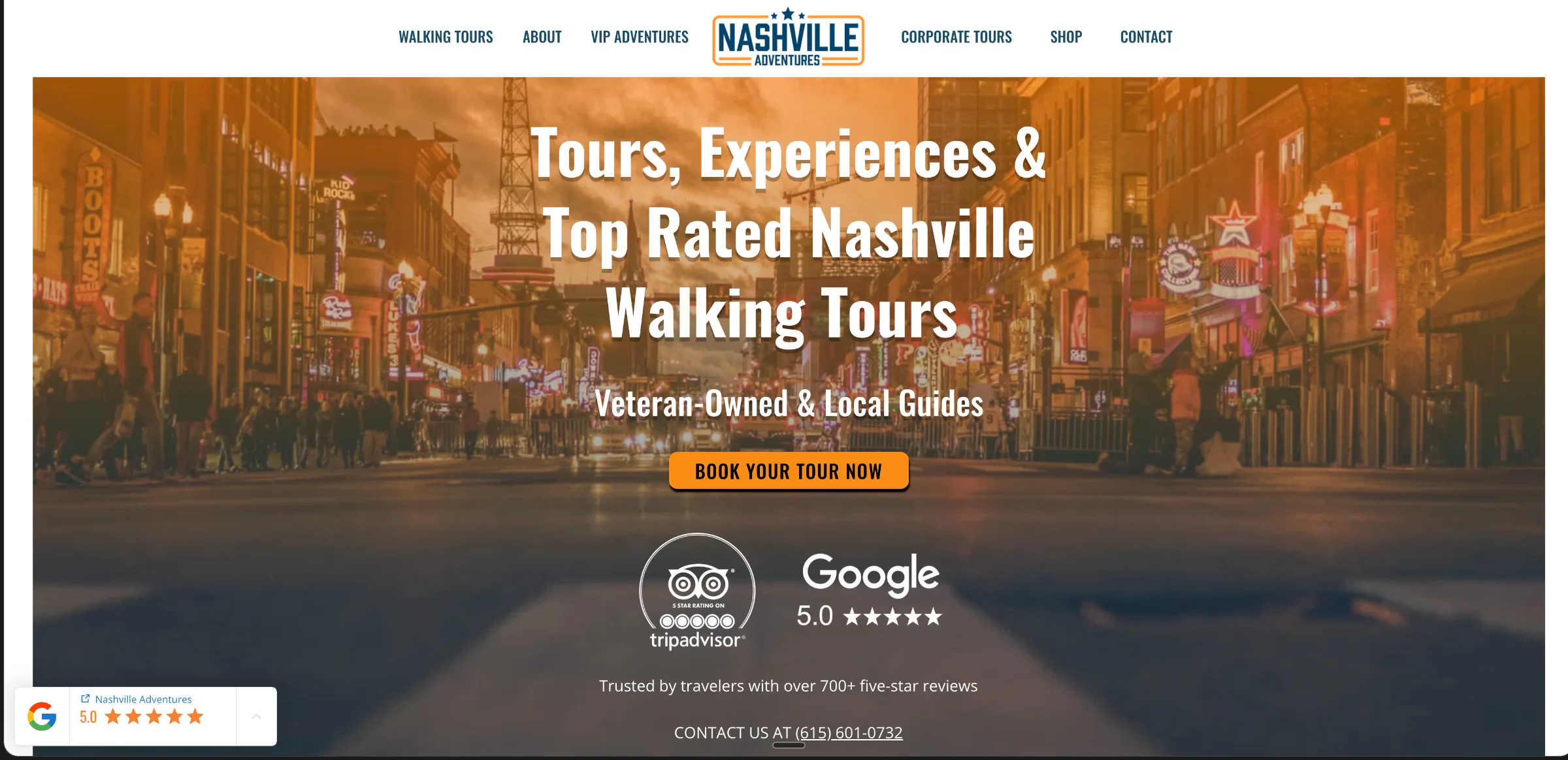 Nashville Adventures tour group exploring downtown Nashville